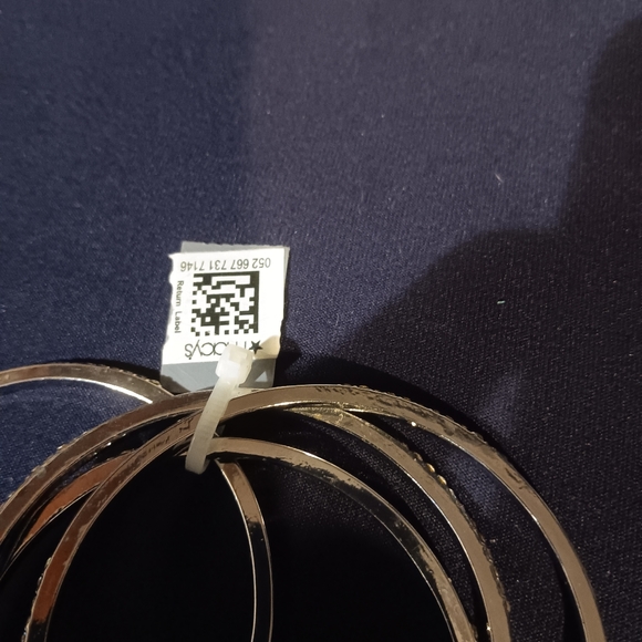 Macy's Silver toned Rhinestone Bangles - Picture 3 of 4